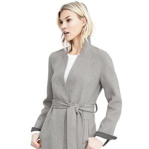 Banana Republic grey wool belted wrap coat